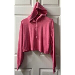 Juicy Couture Black Label Cropped Hoodie Womens Medium Pink Velour Terry Cloth